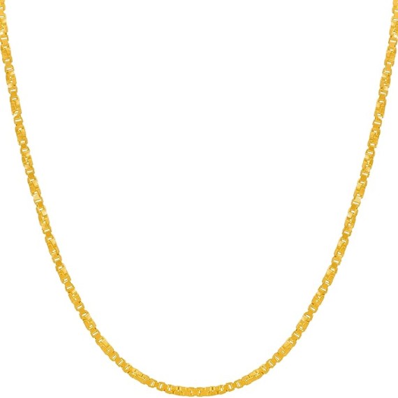 1.7mm Twisted Box Chain Necklace for Women & Men 24k Gold Plated