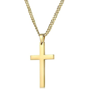 18K Gold Chain Style Cross Pendant Necklace Solid Clasp for Men,Women,Thin for Charms Miami Cuban Link Diamond Cut