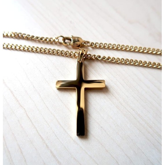 18K Gold Chain Style Cross Pendant Necklace Solid Clasp for Men,Women,Thin for Charms Miami Cuban Link Diamond Cut