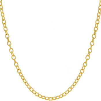 3mm Cable Link Chain Necklace for Women & Men 24k Real Gold Plated