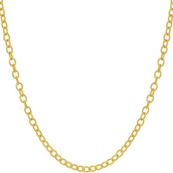 3mm Cable Link Chain Necklace for Women & Men 24k Real Gold Plated