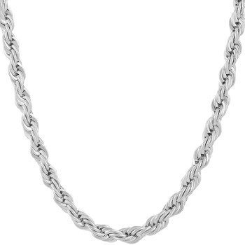 6mm Rope Chain Necklace for Women and Men 24k Real Gold Plated