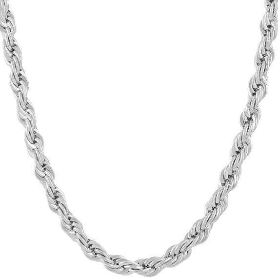 6mm Rope Chain Necklace for Women and Men 24k Real Gold Plated