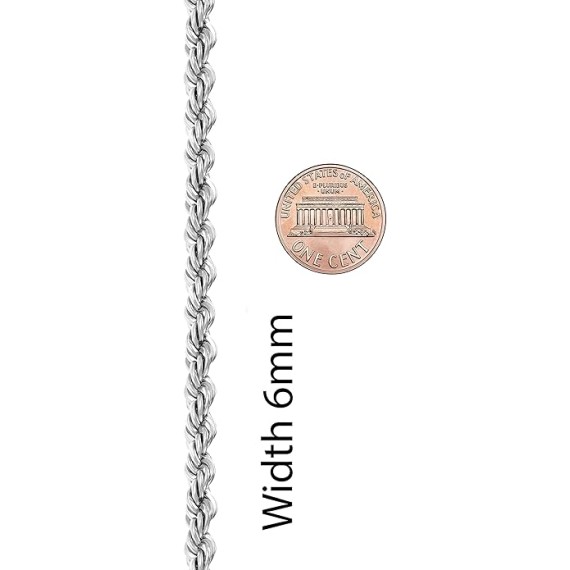 6mm Rope Chain Necklace for Women and Men 24k Real Gold Plated