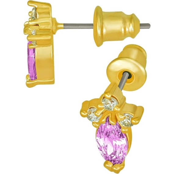 Cubic Zirconia Marquise Stud Earrings 24k Gold Plated