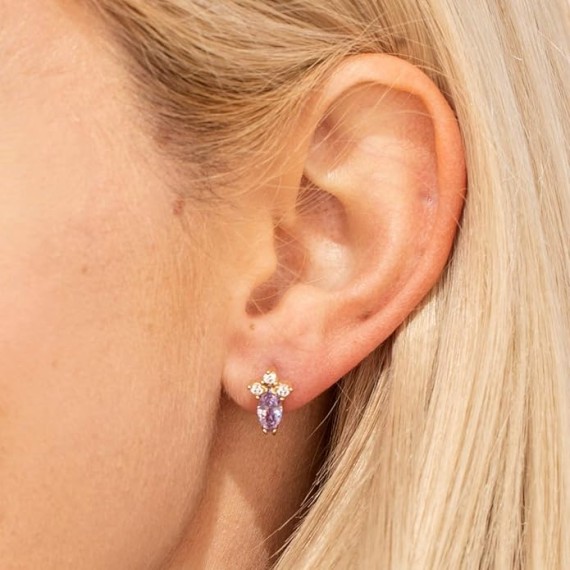Cubic Zirconia Marquise Stud Earrings 24k Gold Plated