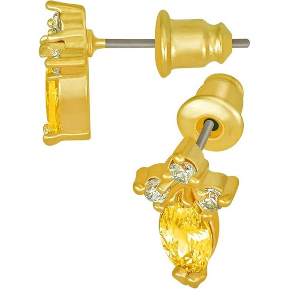 Cubic Zirconia Marquise Stud Earrings 24k Gold Plated