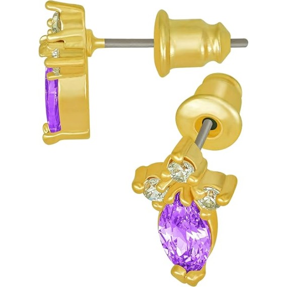 Cubic Zirconia Marquise Stud Earrings 24k Gold Plated