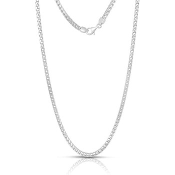 .925 Rhodium Plated Sterling Silver 1mm, 1.5mm, 2mm, 3mm or 3.5mm Franco Chain Necklace