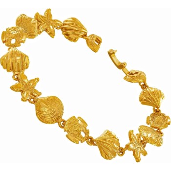 Womens Gold Anklet 24k Real Gold Plated Diamond Cut Beach Charm Ankle Bracelets