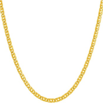 3mm Emblem Chain Necklace for Women and Men 24k Gold Plated