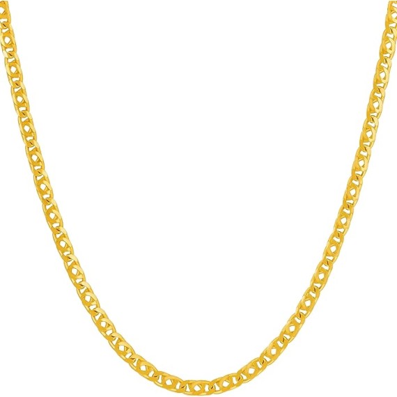 3mm Emblem Chain Necklace for Women and Men 24k Gold Plated
