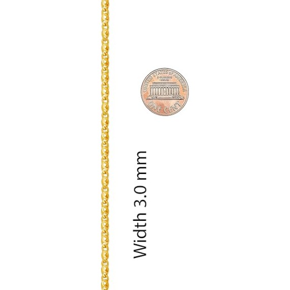 3mm Emblem Chain Necklace for Women and Men 24k Gold Plated