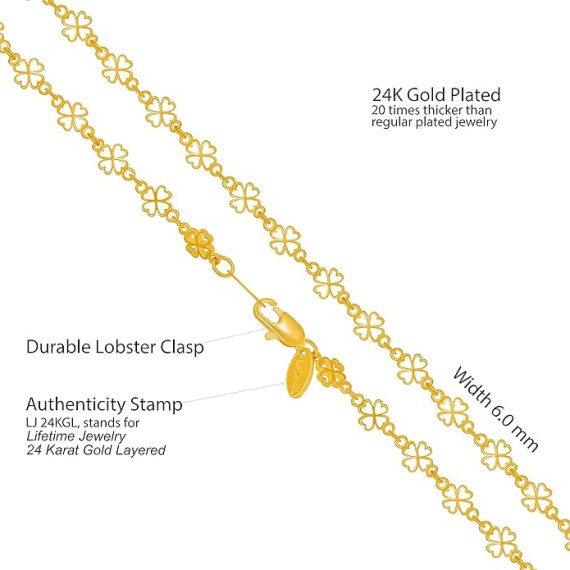 Good Luck Chain Necklace for Women and Men 24k Real Gold Plated