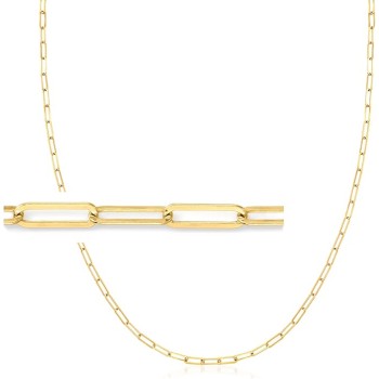 2-In-1 Italian 18kt Gold Over Sterling Paper Clip Link Necklace and Eyeglass Chain. 30 inches