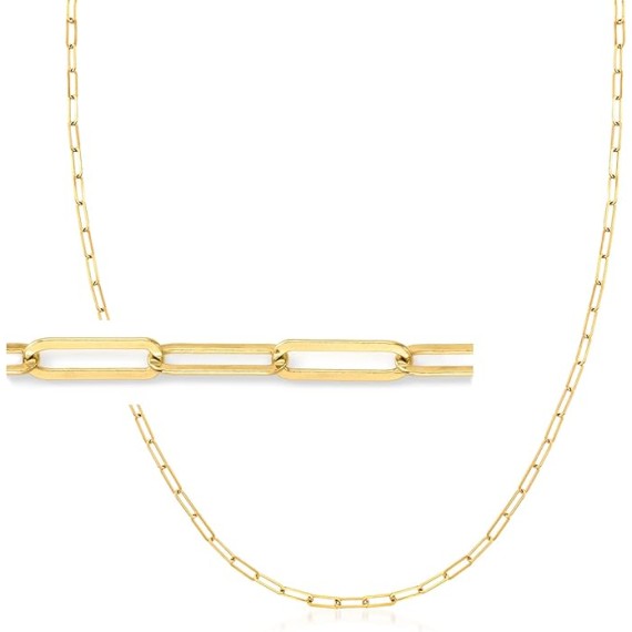 2-In-1 Italian 18kt Gold Over Sterling Paper Clip Link Necklace and Eyeglass Chain. 30 inches