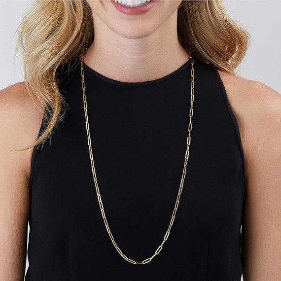 2-In-1 Italian 18kt Gold Over Sterling Paper Clip Link Necklace and Eyeglass Chain. 30 inches