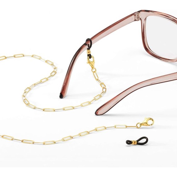 2-In-1 Italian 18kt Gold Over Sterling Paper Clip Link Necklace and Eyeglass Chain. 30 inches