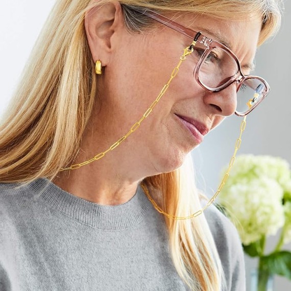 2-In-1 Italian 18kt Gold Over Sterling Paper Clip Link Necklace and Eyeglass Chain. 30 inches
