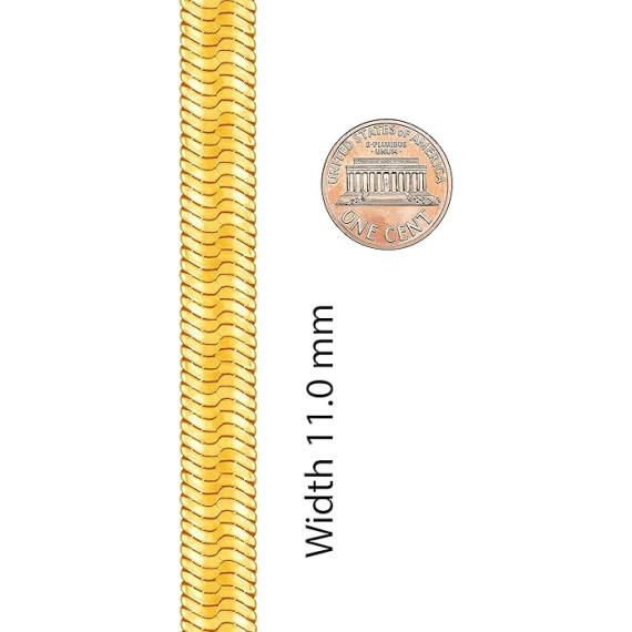 11mm Flexible Herringbone Chain Necklace 24k Real Gold Plated