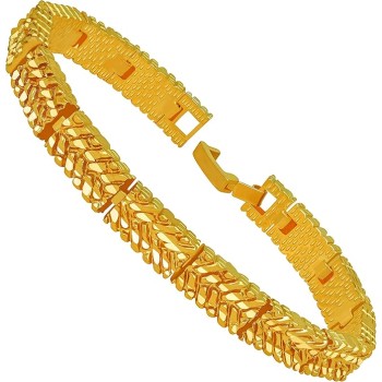 8mm Diamond Cut Nugget Bracelet for Women and Men 24k Gold Plated
