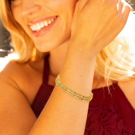 8mm Diamond Cut Nugget Bracelet for Women and Men 24k Gold Plated