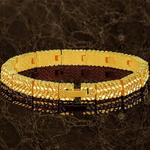 8mm Diamond Cut Nugget Bracelet for Women and Men 24k Gold Plated
