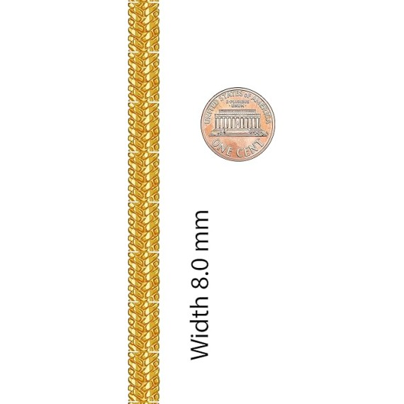8mm Diamond Cut Nugget Bracelet for Women and Men 24k Gold Plated