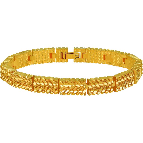 8mm Diamond Cut Nugget Bracelet for Women and Men 24k Gold Plated