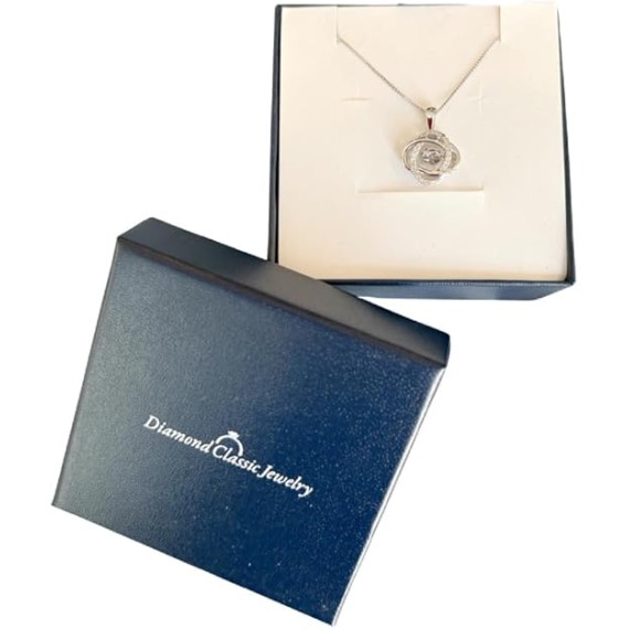 Diamond Pendant Necklace Dancing Diamond Knot in Sterling SIlver or 14K Gold Plated 1/5cttw 18 Inch Chain