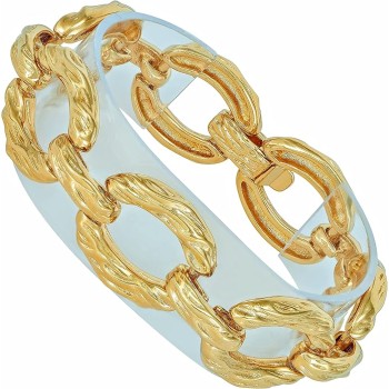 Grooved O-Link Bracelet for Men and Women 24k Real Gold Plated
