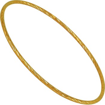 2mm Diamond Cut Bangle Bracelet 24k Real Gold Plated for Women