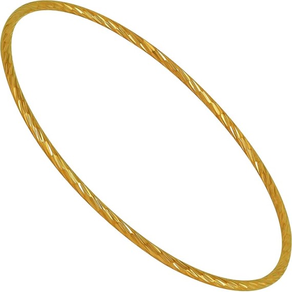 2mm Diamond Cut Bangle Bracelet 24k Real Gold Plated for Women