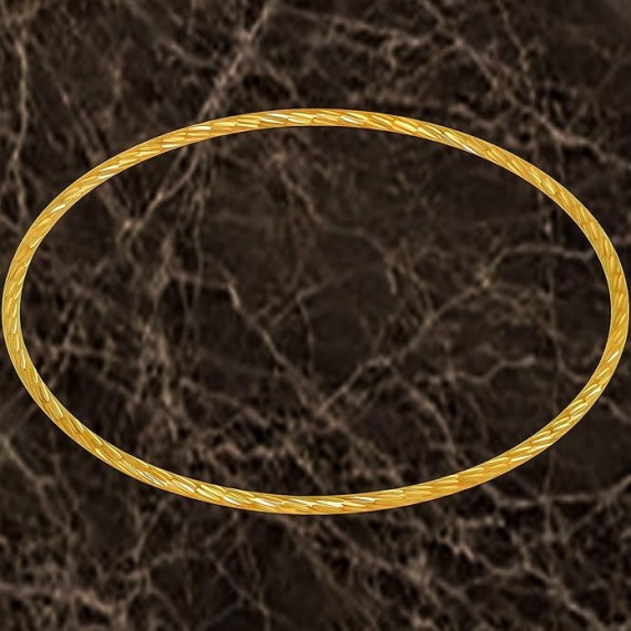 2mm Diamond Cut Bangle Bracelet 24k Real Gold Plated for Women