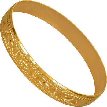 10mm Bangle Bracelet 24k Real Gold Plated for Women and Teen Girls