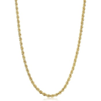 Solid 14k Yellow Gold Filled Rope Chain Necklace for Men and Women (2.1 mm, 3.2 mm, 4.2 mm or 6 mm)