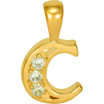 Small Initial Cubic Zirconia Letter Necklace Chain 24k Gold Plated