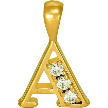 Small Initial Cubic Zirconia Letter Necklace Chain 24k Gold Plated