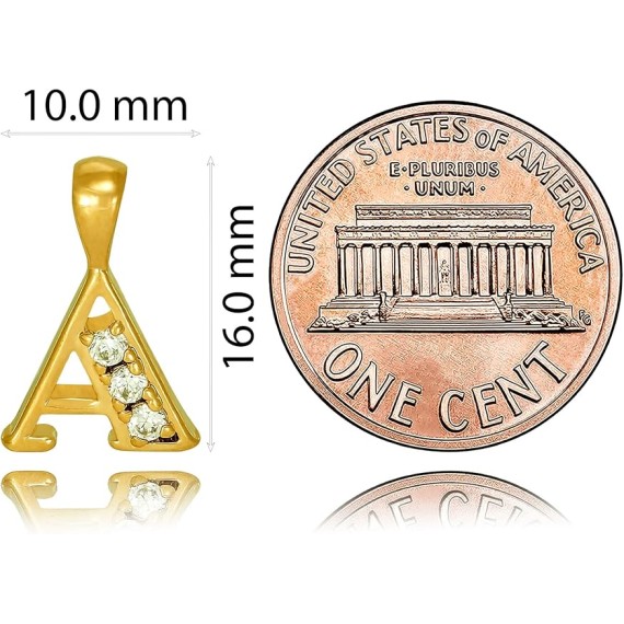 Small Initial Cubic Zirconia Letter Necklace Chain 24k Gold Plated
