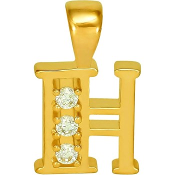 Small Initial Cubic Zirconia Letter Necklace Chain 24k Gold Plated