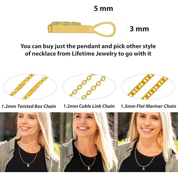 Small Initial Cubic Zirconia Letter Necklace Chain 24k Gold Plated