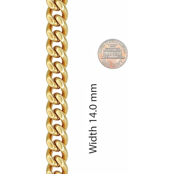 14mm Diamond Cut Miami Curb Cuban Link Bracelet 24k Gold Plated