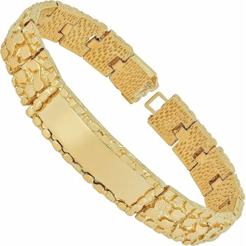 Nugget ID Bracelet for Men and Women 24k Real Gold Plated