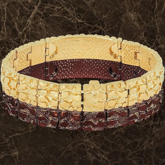 Nugget ID Bracelet for Men and Women 24k Real Gold Plated