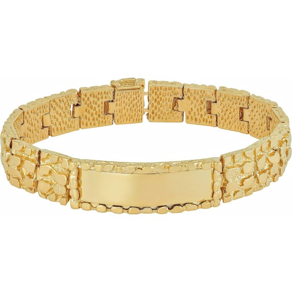 Nugget ID Bracelet for Men and Women 24k Real Gold Plated