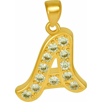 Small Initial Cubic Zirconia Letter Necklace Chain 24k Gold Plated
