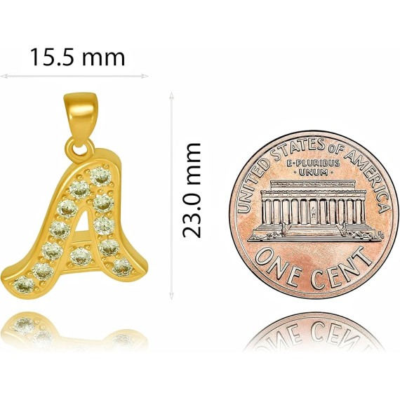 Small Initial Cubic Zirconia Letter Necklace Chain 24k Gold Plated