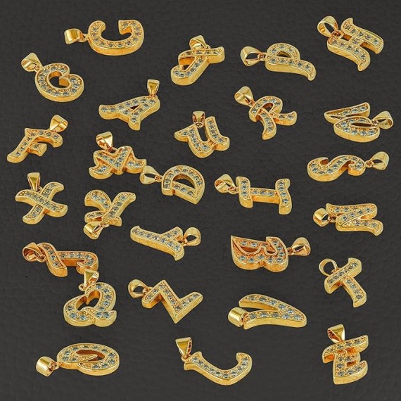 Small Initial Cubic Zirconia Letter Necklace Chain 24k Gold Plated