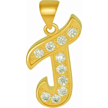 Small Initial Cubic Zirconia Letter Necklace Chain 24k Gold Plated