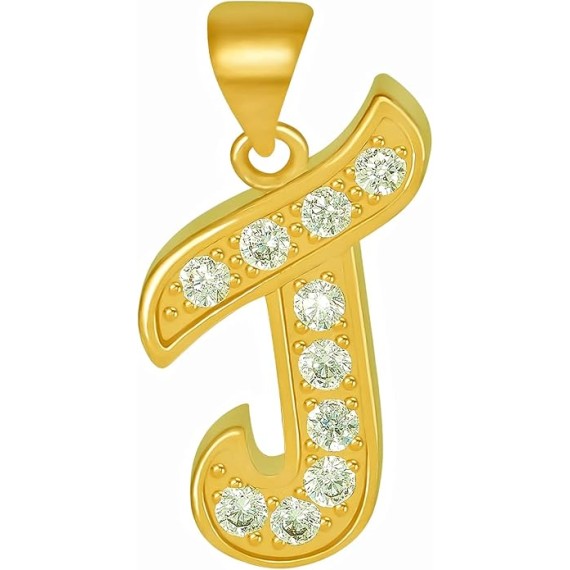 Small Initial Cubic Zirconia Letter Necklace Chain 24k Gold Plated